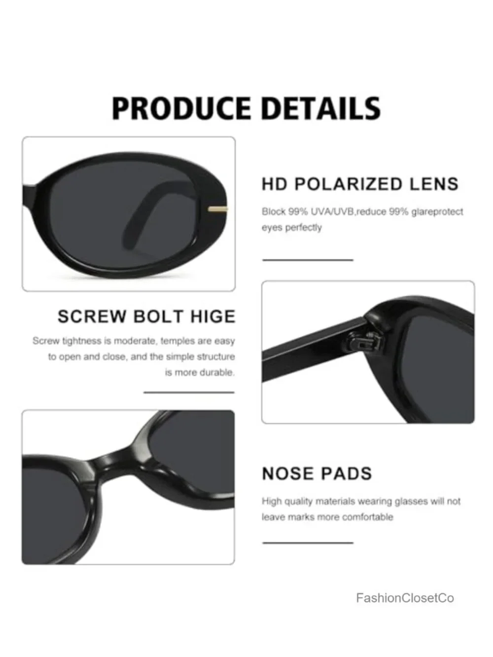 Vintage Oval Sunglasses Retro UV400 Protection Non-Polarized Plastic Frame